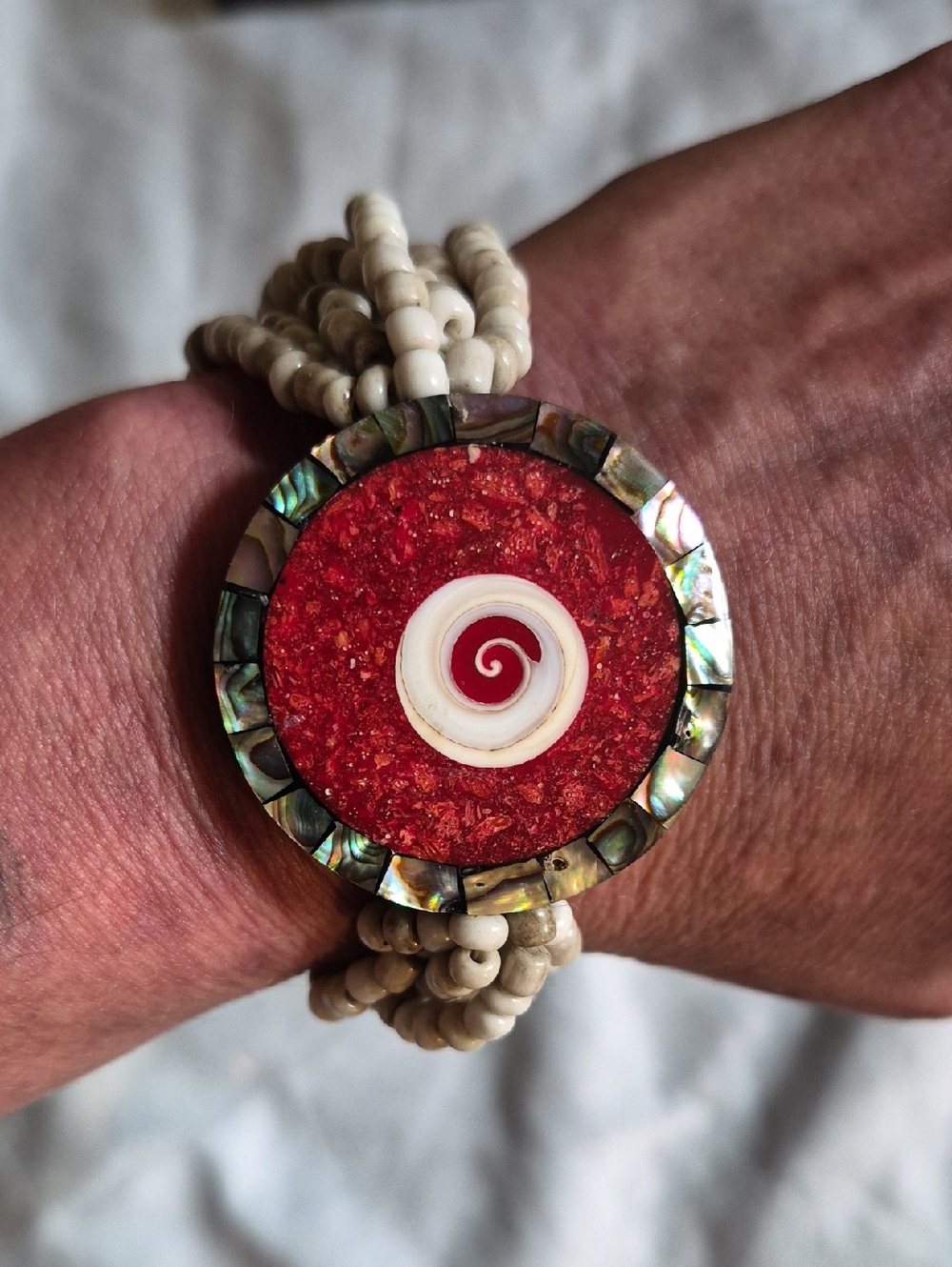 Abalone & Voral Shival Eye Bracelet